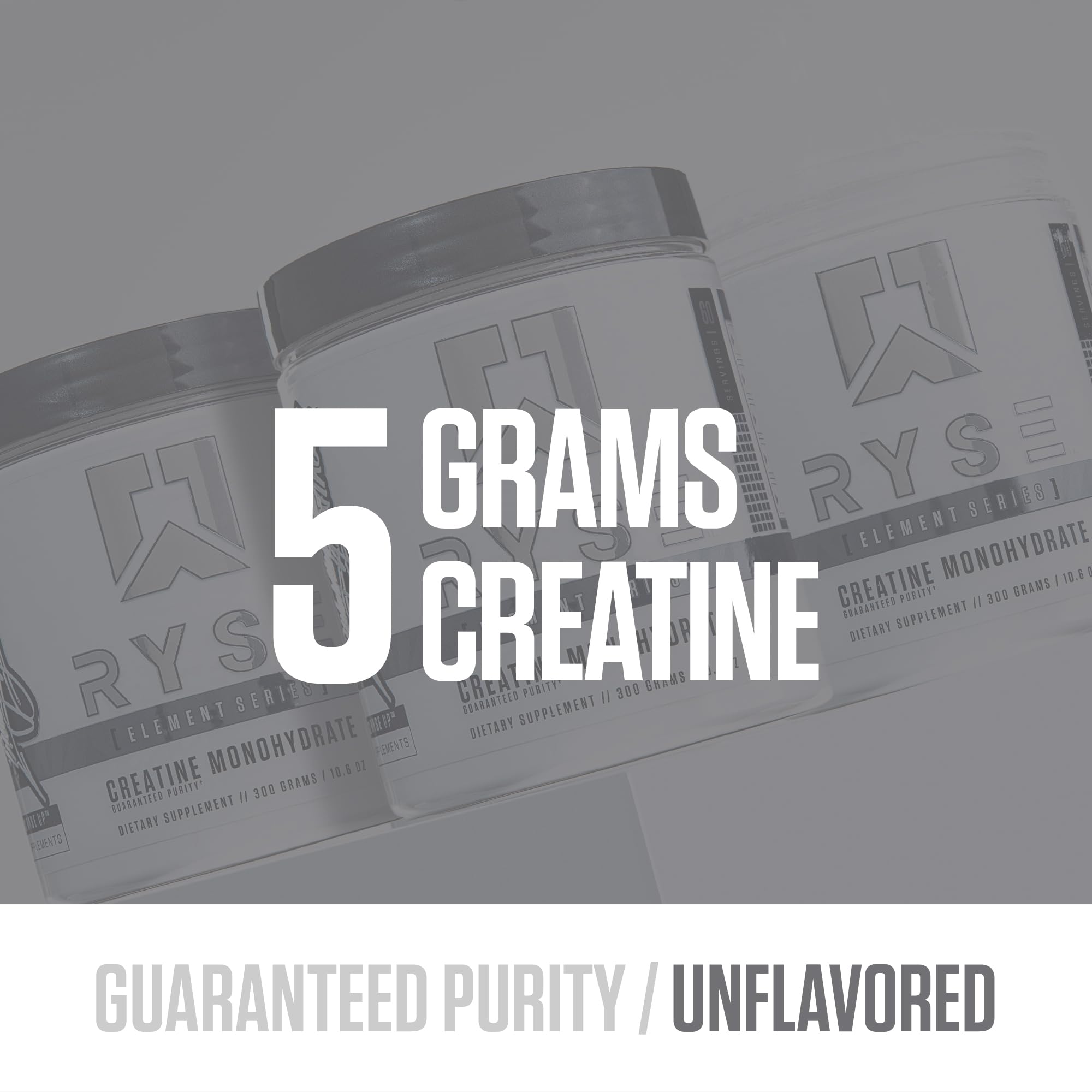 RYSE Creatine Monohydrate Powder - Unflavored | Lean Muscle Growth, Strength & Endurance | 60 Servings