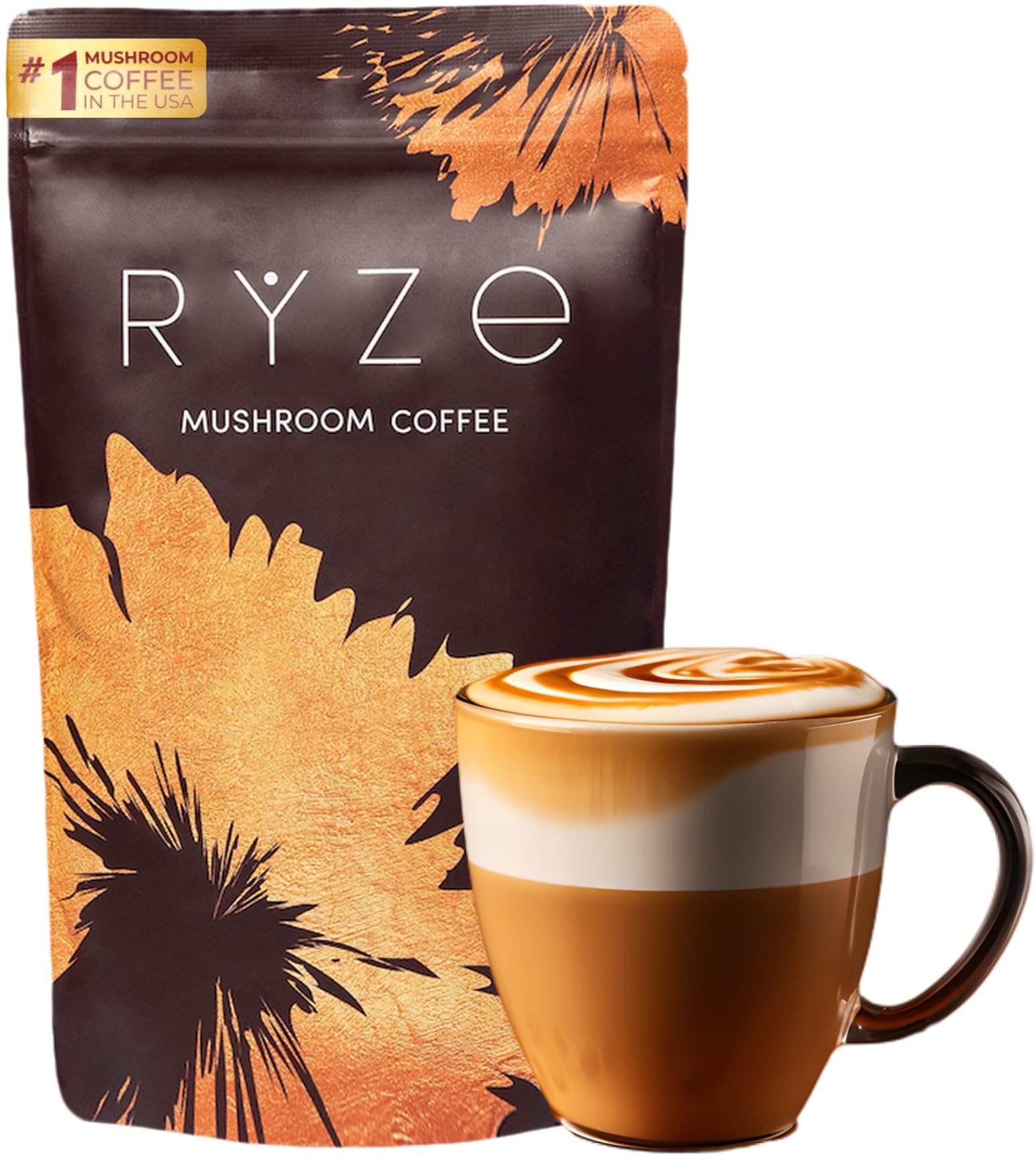 RYZE Mushroom Coffee Medium Roast – 6 Adaptogenic Mushrooms, USA-Grown Instant Coffee