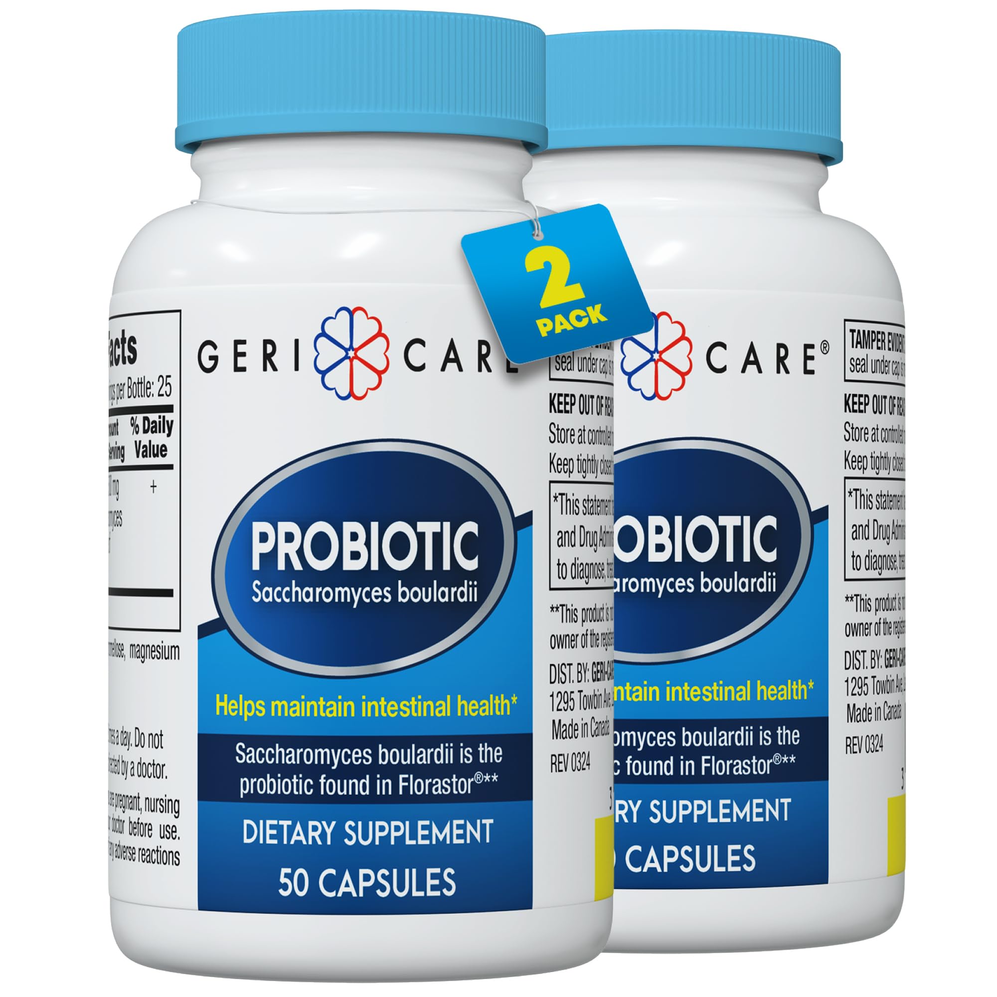 Saccharomyces boulardii Probiotic 500 mg | Digestive Health | 2-Pack