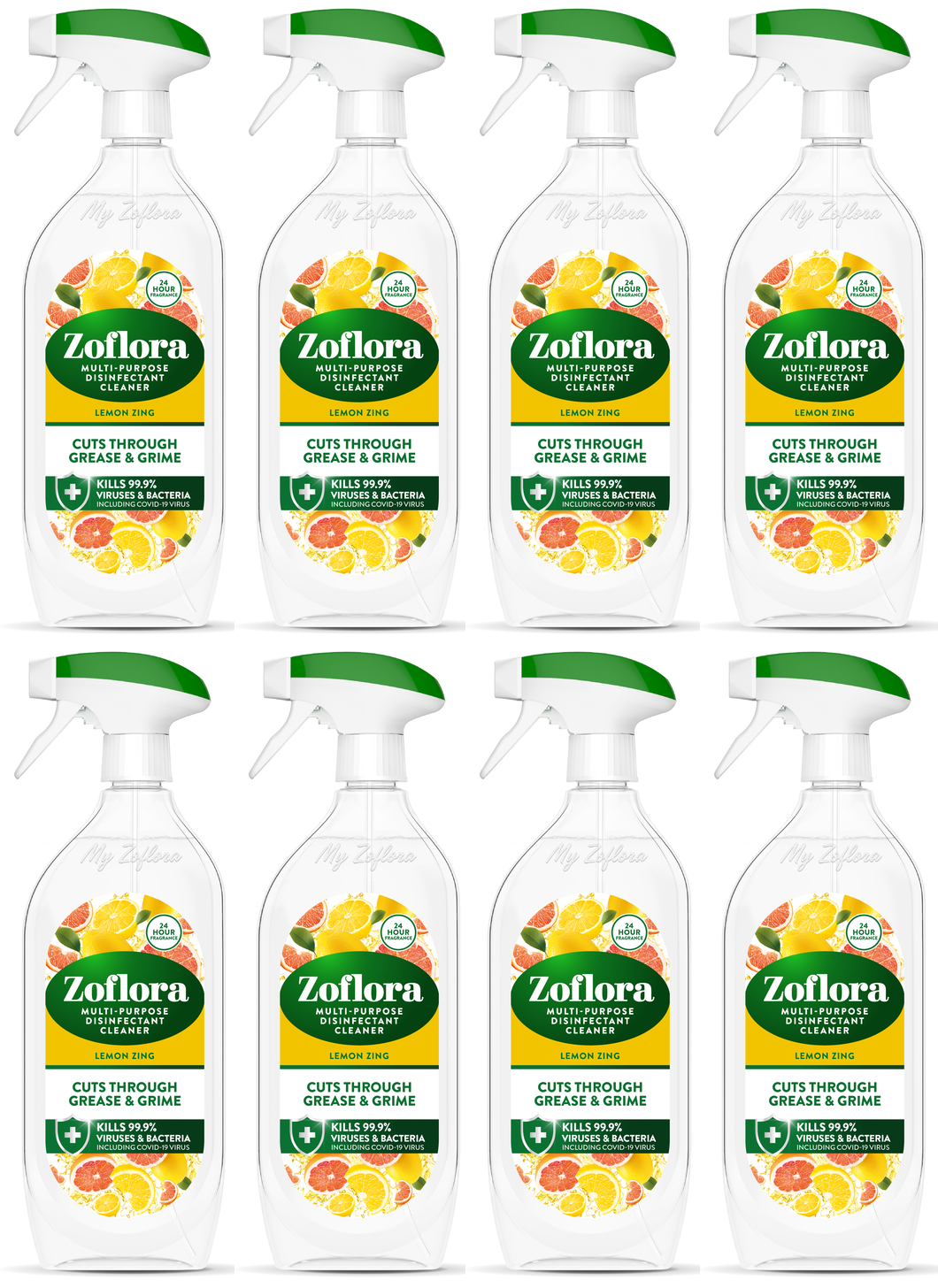 8 x Zoflora Multi Purpose Cleaner Lemon Zing - 800ML