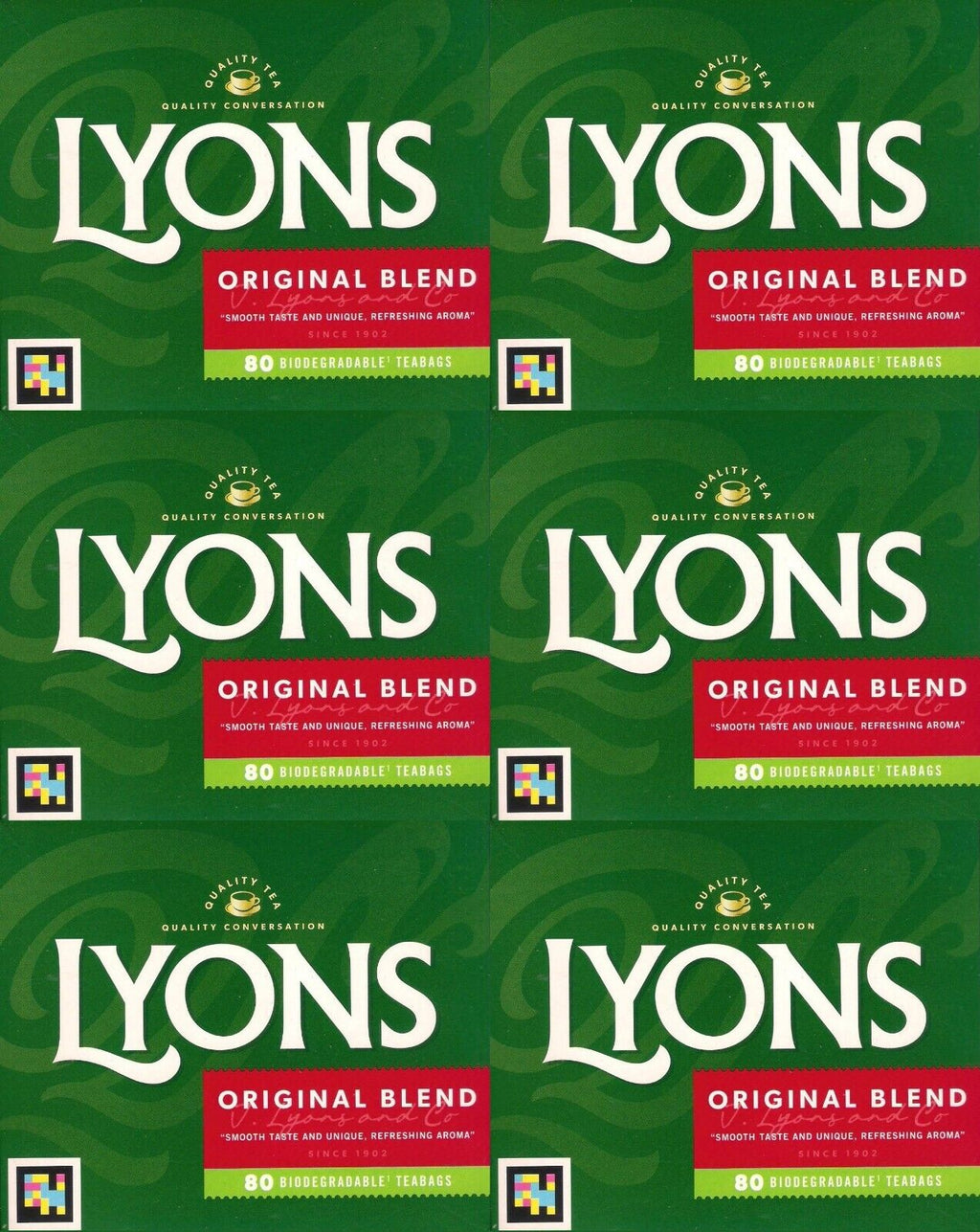 12 x Lyons Original Blend 80 Biodegradable Teabags 232G