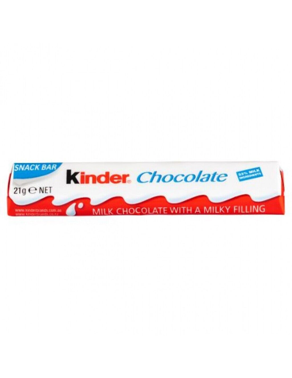 36 x Kinder Chocolate Single Medium Bar 21G