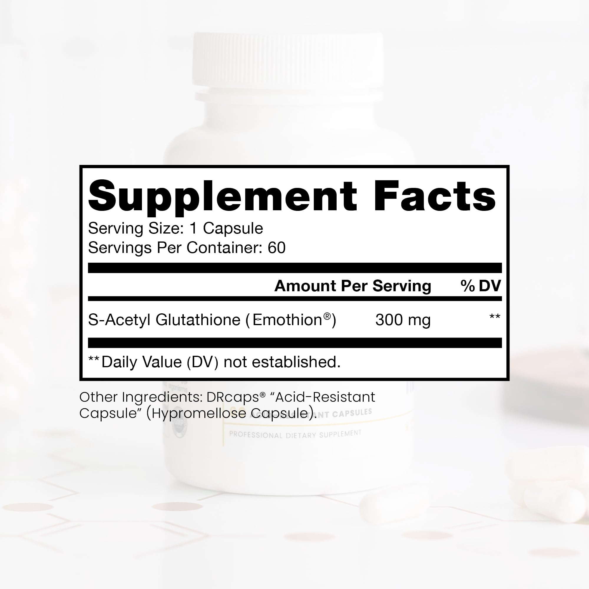 Pure Therapro Rx S-Acetyl Glutathione Gold 300mg Capsule – 60 Caps | EMOTHION Patented Form