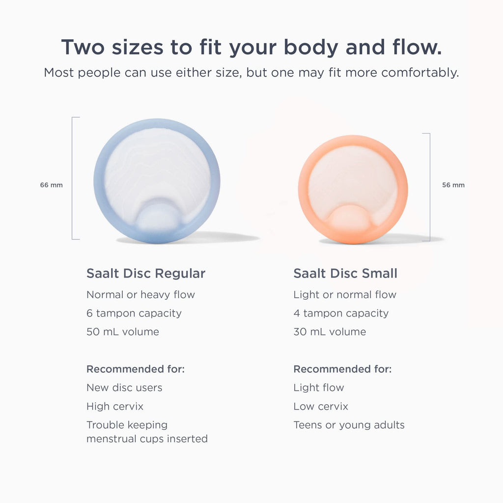 Saalt Menstrual Disc – Soft Flexible Reusable Silicone (Blue, Regular) | 12 Hour Wear, Made in USA