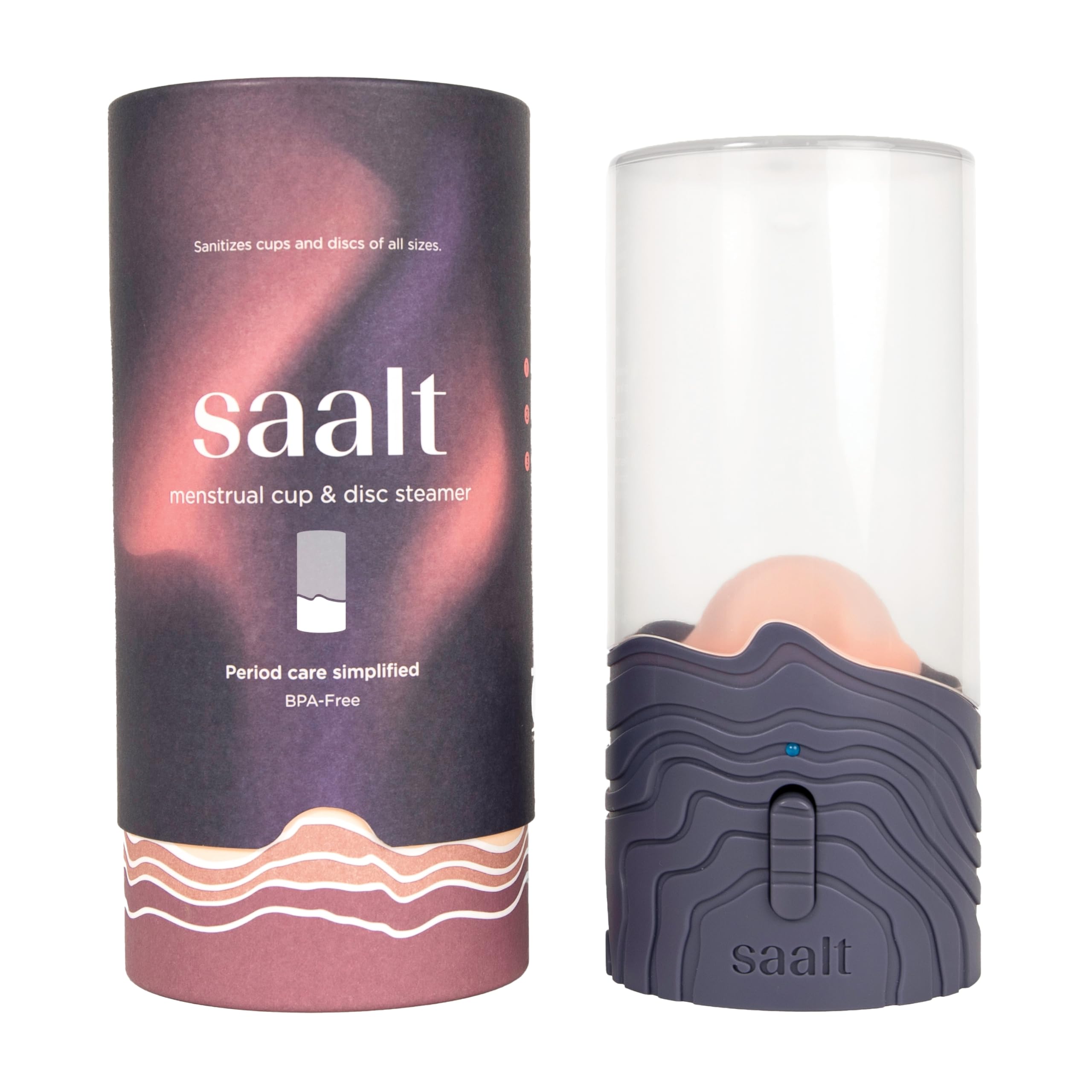 Saalt Menstrual Cup Steamer | Hands-Free No-Boil Sanitizer for Cups & Discs | Blue Dusk