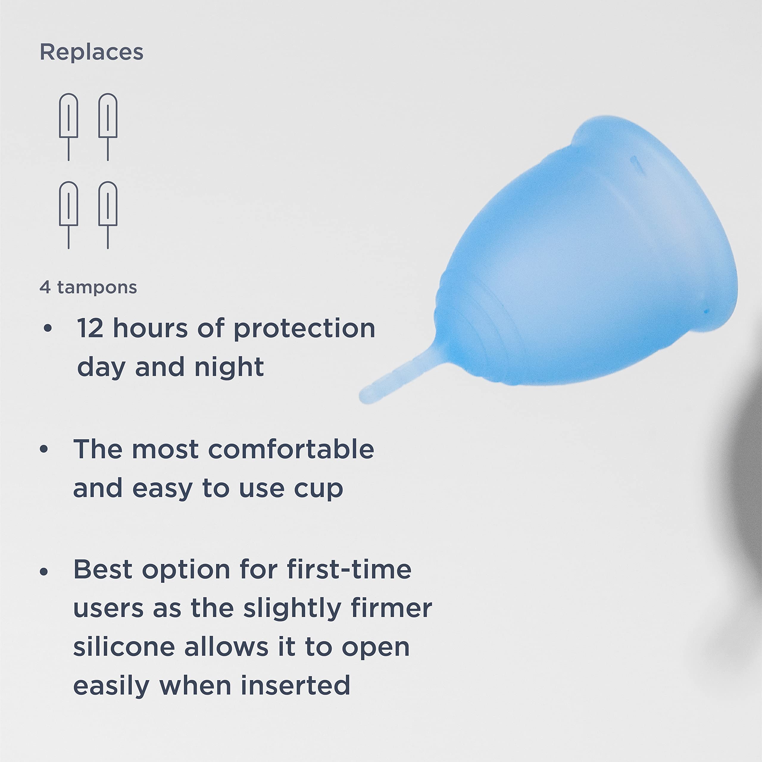 Saalt Menstrual Cup – Reusable, Leak-Free Up to 12 Hours (Regular, Ocean Blue)