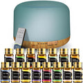 SACATR 500ml Essential Oil Diffuser with 15 Oils – Ultrasonic Humidifier, Remote, 4 Timers, 15 Color Lights