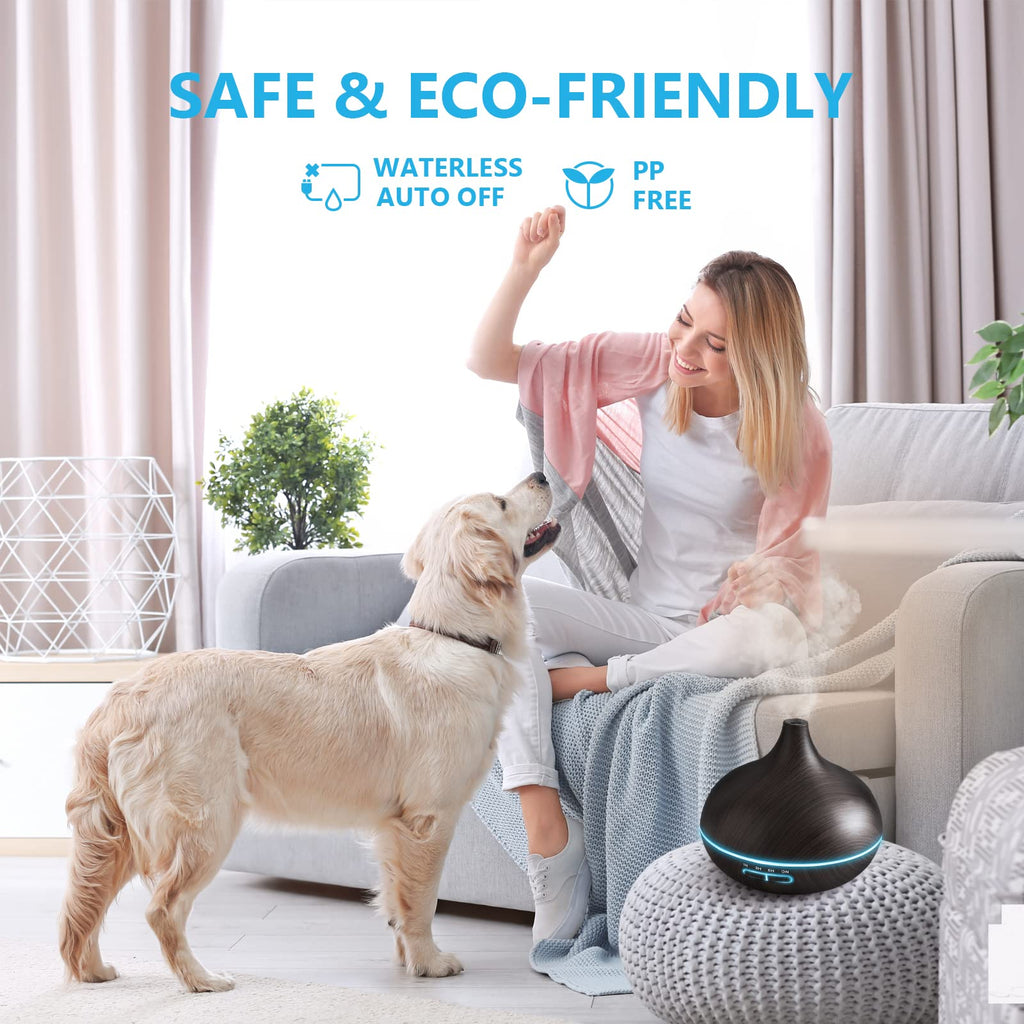 SACATR 550ml Aromatherapy Diffuser with 15x10ml Essential Oils - Ultrasonic Diffuser with Remote for Home and Office