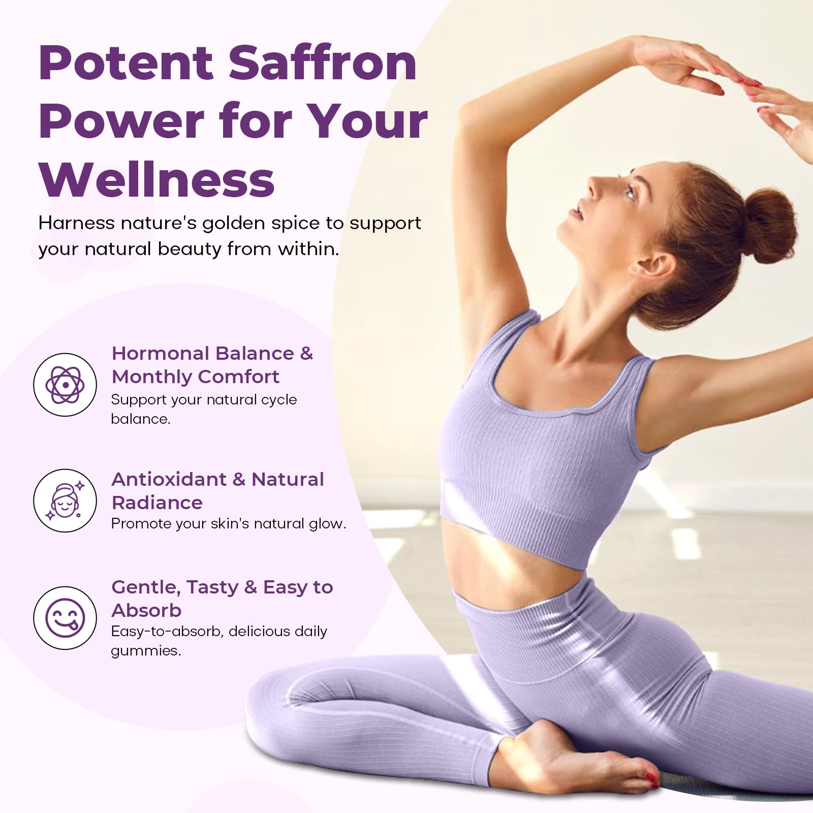 Saffron Gummies for Adults – Mood, Focus & Sleep Support (60 Count)