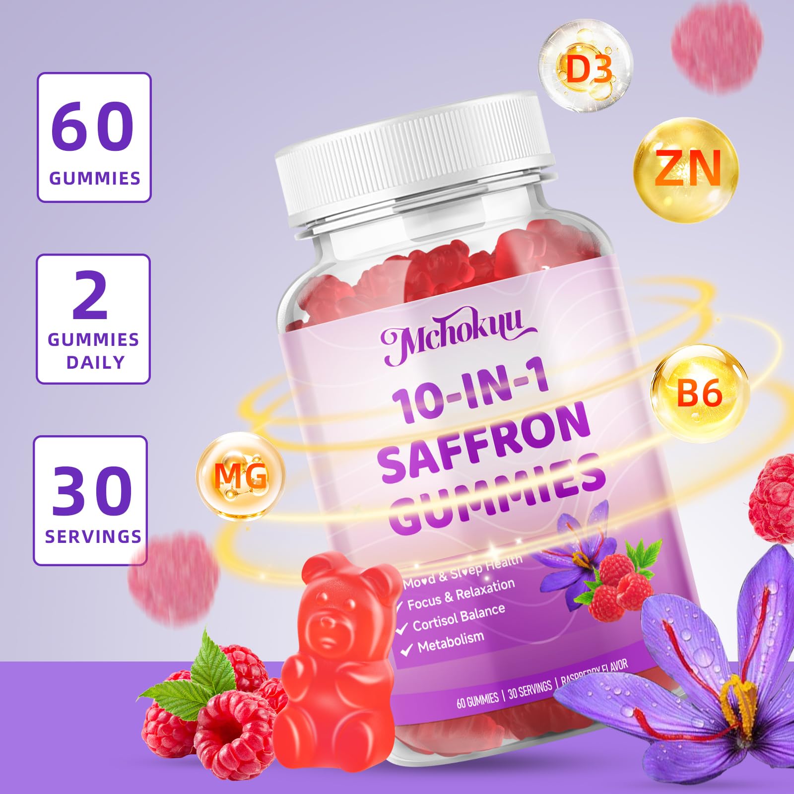 Saffron Gummies for Kids & Adults – Vision, Focus & Stress Support