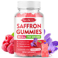 Saffron Gummies 60 Count - 10-in-1 Formula with Magnesium, L-Theanine, Rhodiola (Sugar-Free Raspberry)