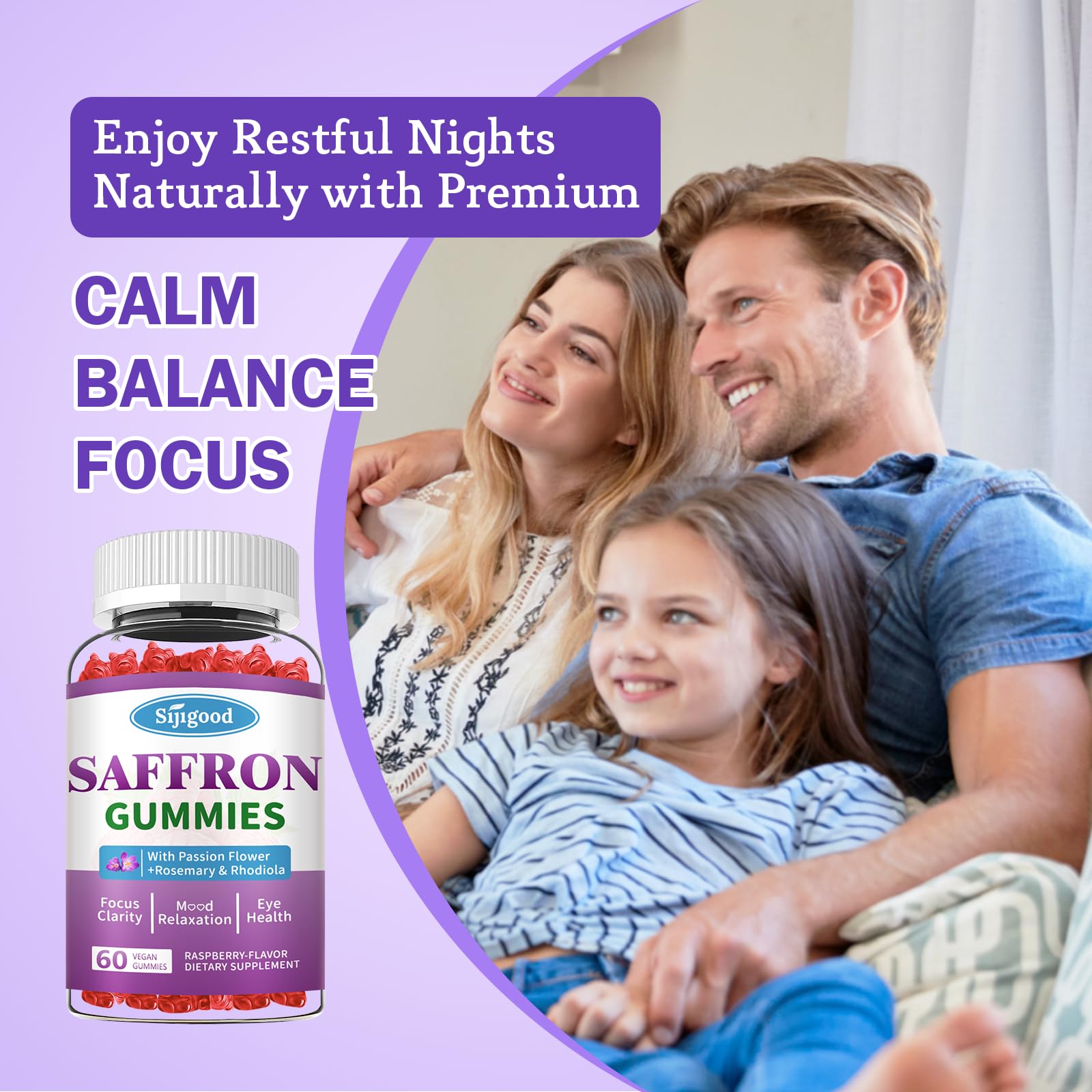 Saffron Gummies Sugar Free Mood Support – Raspberry Flavor (60 Count)