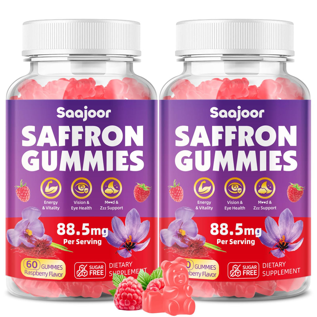 Vegan Saffron Gummies for Mood & Focus – Raspberry, 120 Gummies