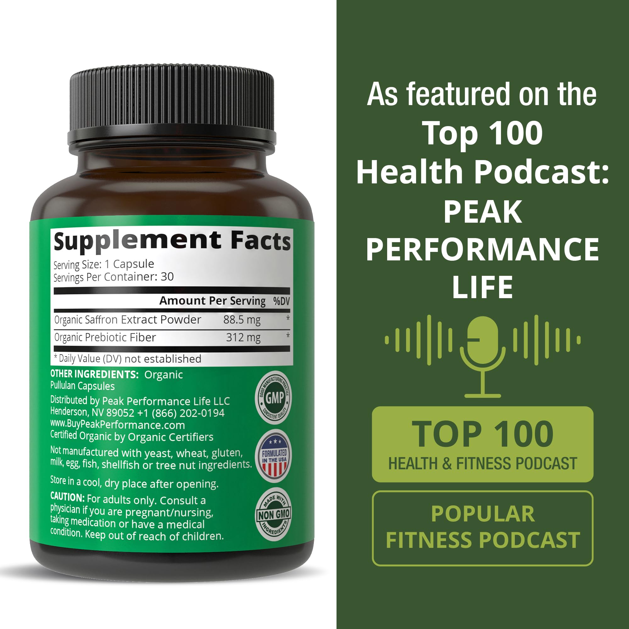 Saffron Supplements - USDA Organic Saffron Extract Capsules for Mood, Focus, and PMS | Vegan