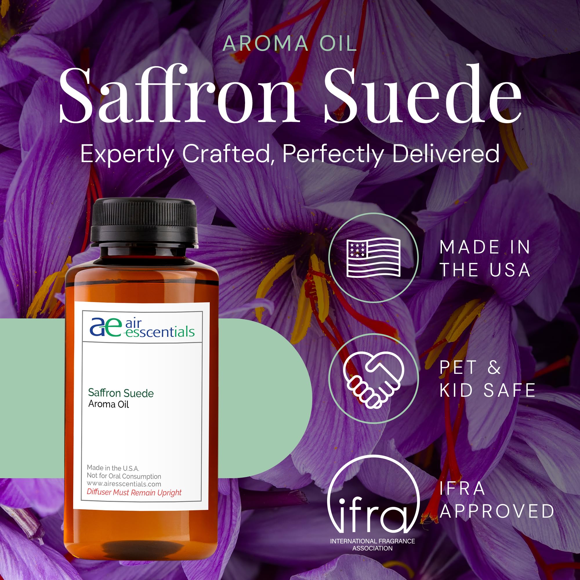 Saffron Suede Aroma Oil | Essential Oils Blend for Diffusers & Cold Air Diffusers | 300 mL