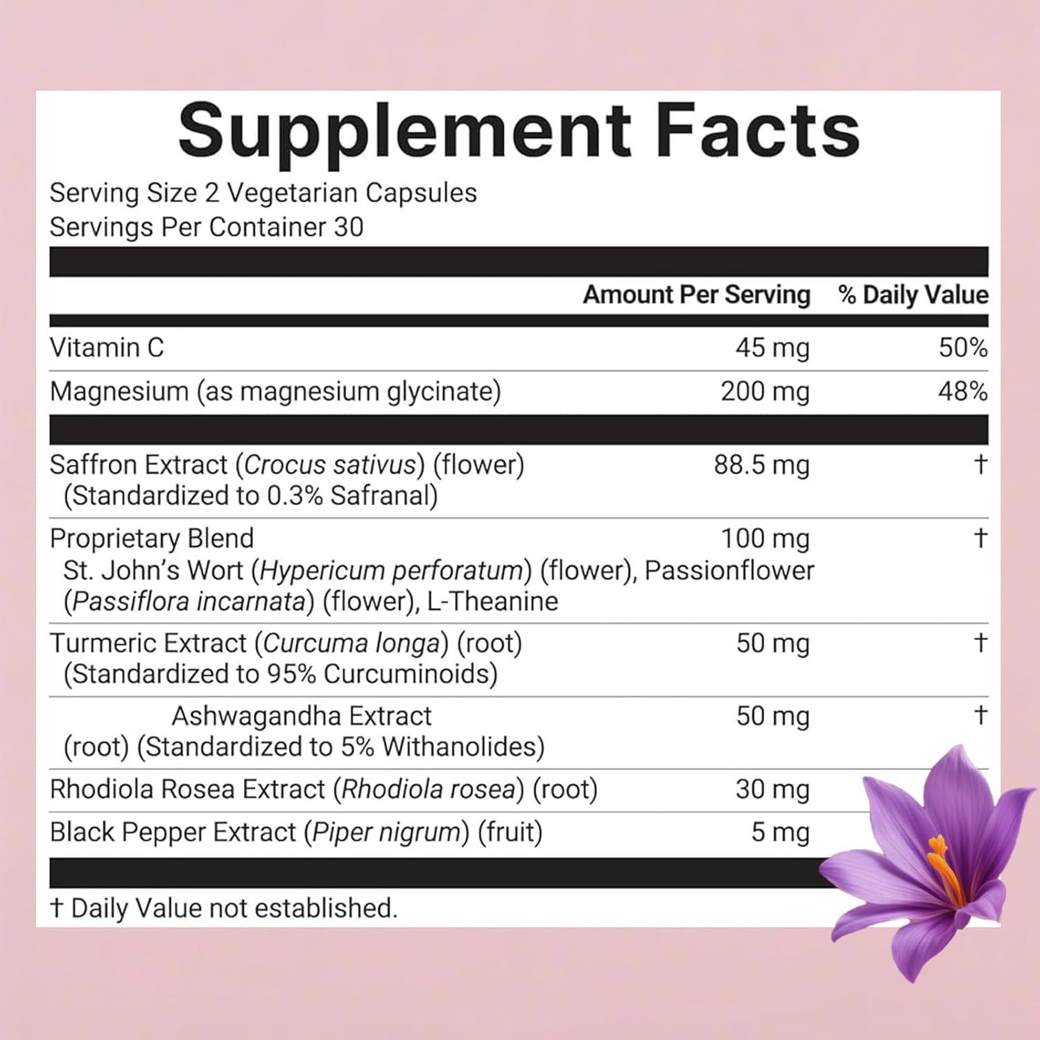 10-in-1 Saffron Wellness Supplement – Ashwagandha, Vitamin C, Magnesium | 60 Vegan Capsules | Non-GMO