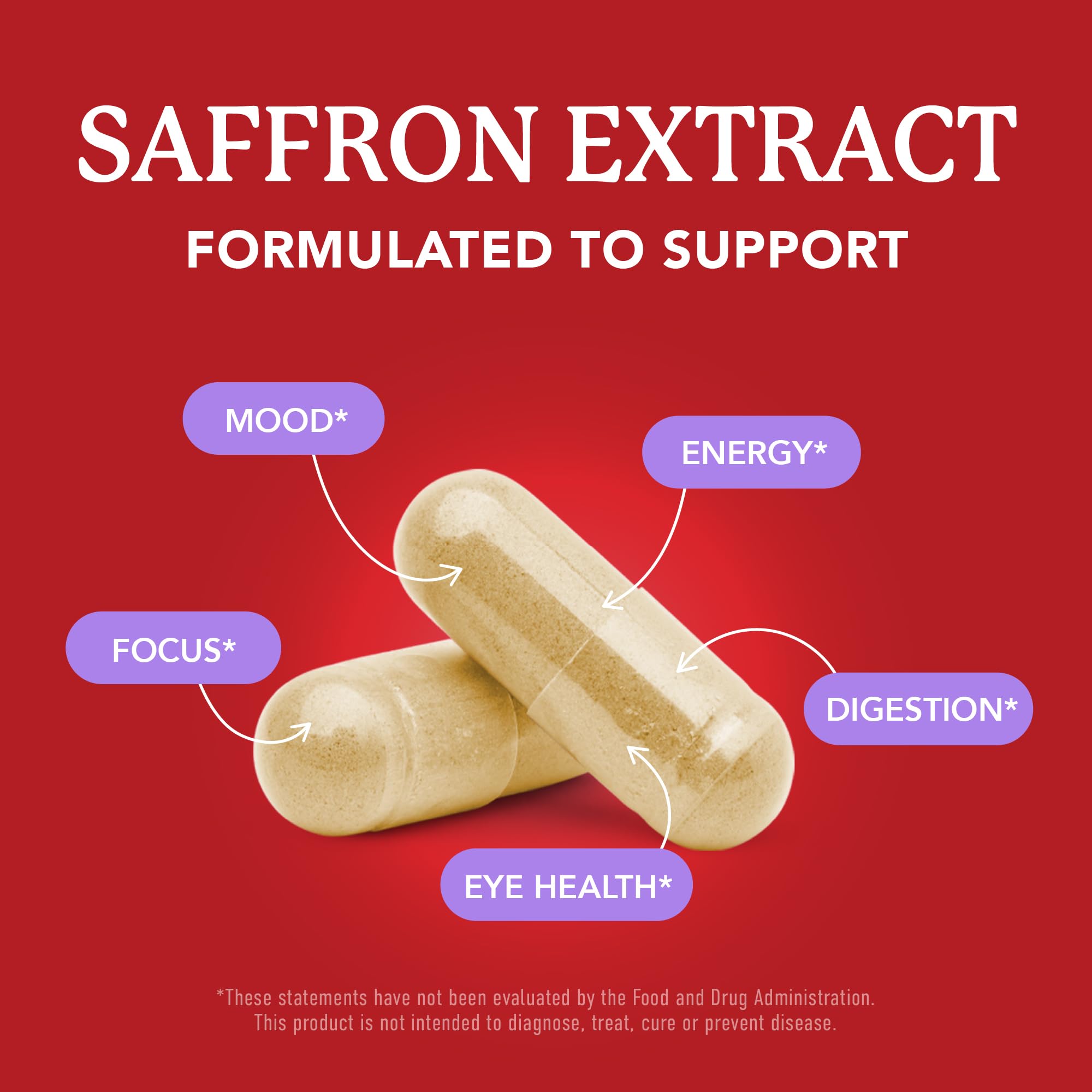 Saffron Supplements 88.5mg – 3-Month Supply | Mood, Focus, Eye Health & Energy | Gluten-Free & Non-GMO | 90 Capsules