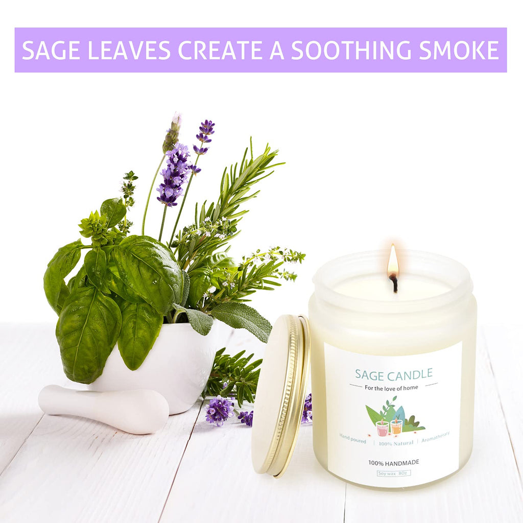Sage Candle 8oz – Purification & Healing, 45h Soy Wax for Home Cleansing