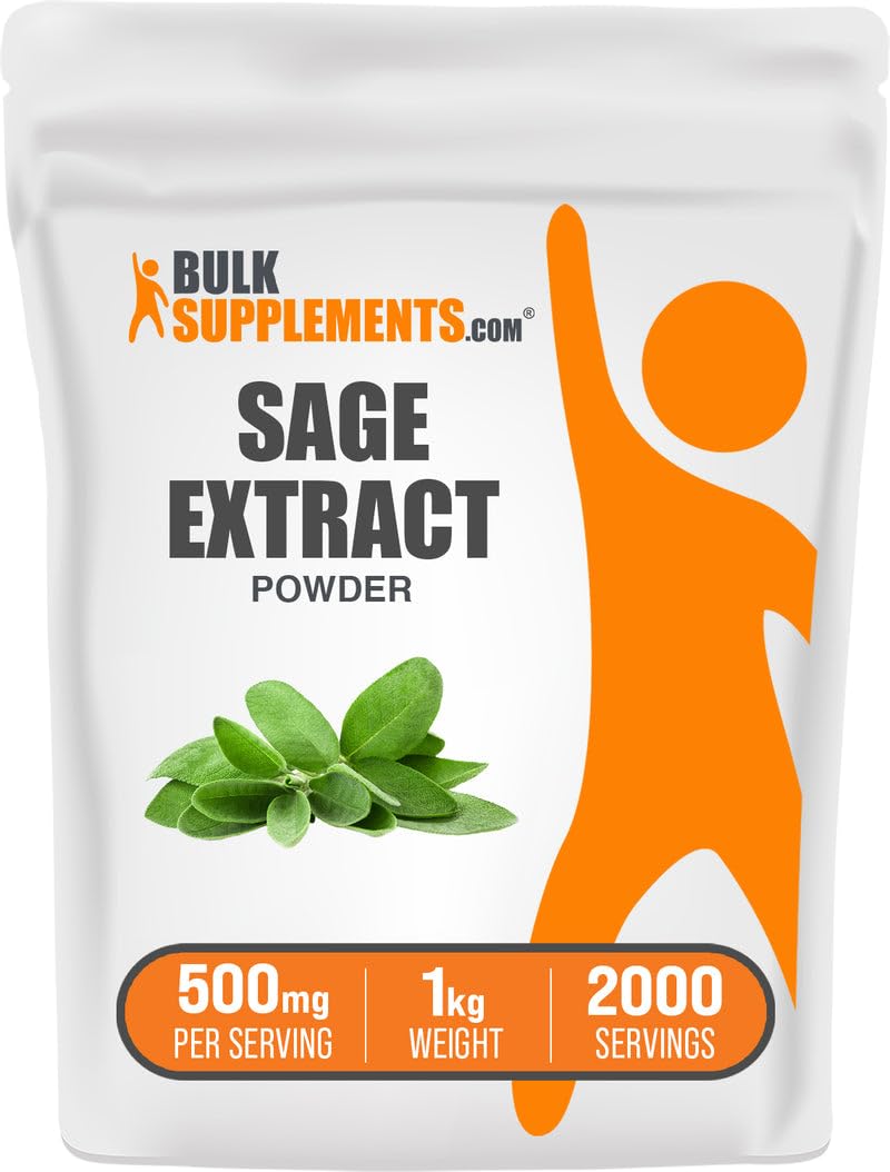 BulkSupplements Sage Extract Powder - 1kg, 500mg/Serving, Gluten Free Herbal Supplement