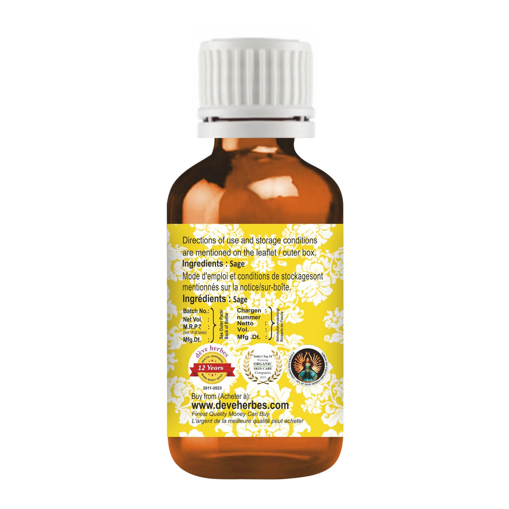 dève herbes Sage Essential Oil (10ml) - Pure, Steam Distilled