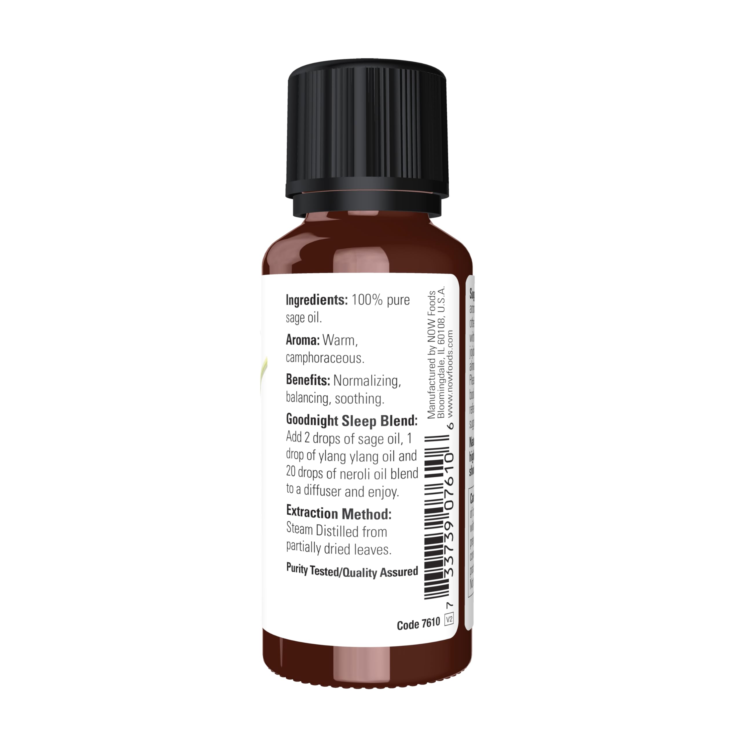 NOW Essential Oils Sage Oil – Steam Distilled, 100% Pure, Vegan, 1 oz