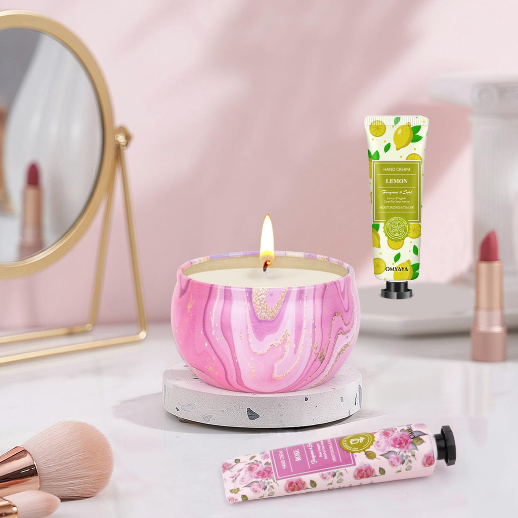 Gifts for Women - Candles Gift Set & Hand Cream Lotion Set (8 Pack) | Birthday, Teacher Appreciation & Christmas Gifts