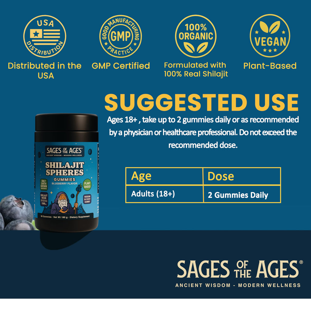Sages Of The Ages Shilajit Gummies – 1500 mg Fulvic Acid, Vegan, Sugar-Free