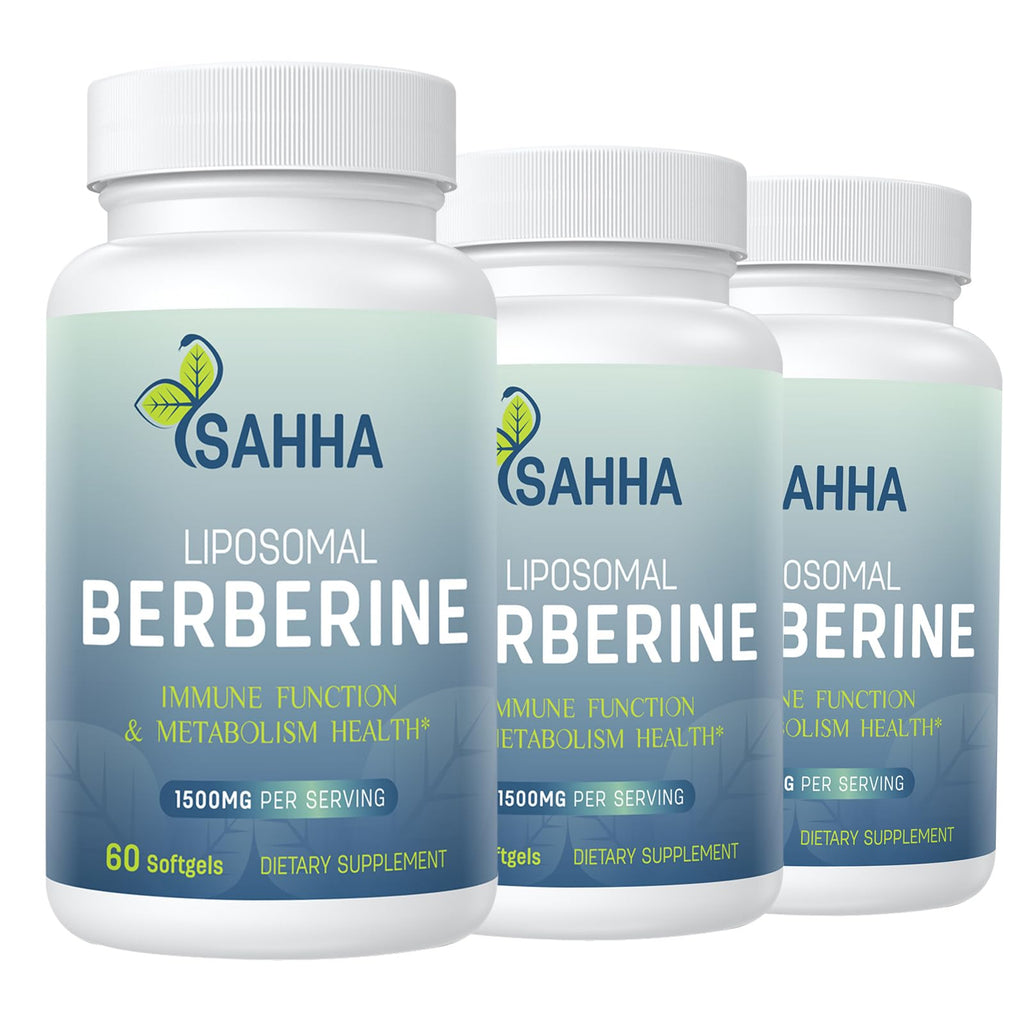 Sahha Liposomal Berberine HCL 1500mg – Supports AMPK & GLP-1 Activation, High Bioavailability – 3 Pack