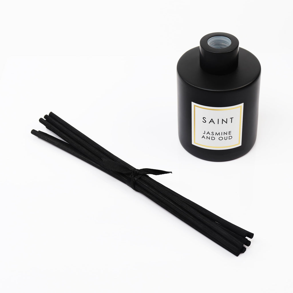 SAINT Jasmine & Oud Reed Diffuser — 5oz in Matte Black Jar