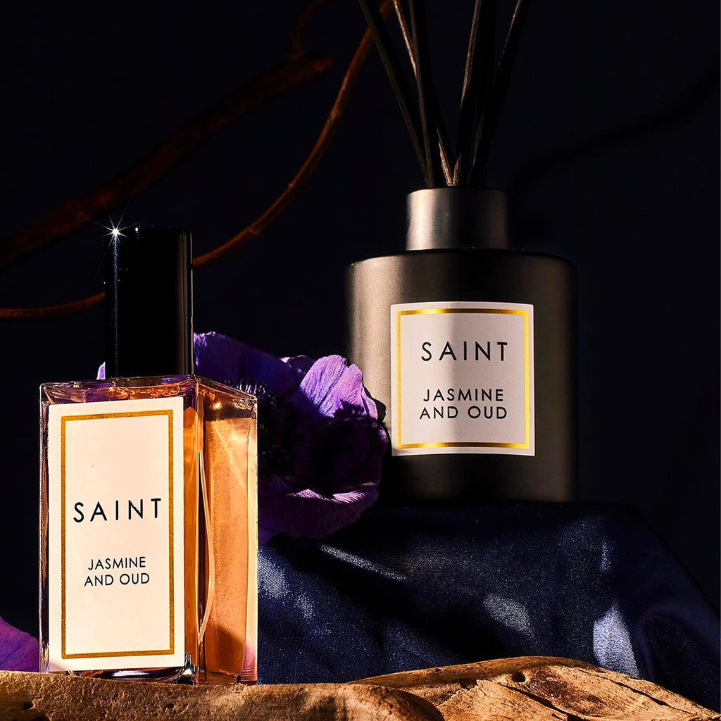 SAINT Jasmine & Oud Reed Diffuser — 5oz in Matte Black Jar