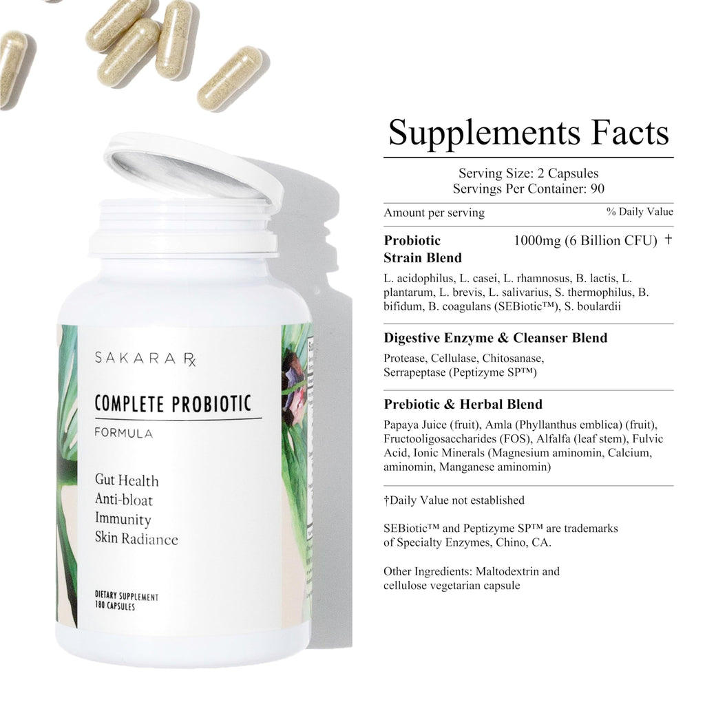 SAKARA Complete Probiotic – 3B CFU Daily Probiotics for Women, 180 Capsules