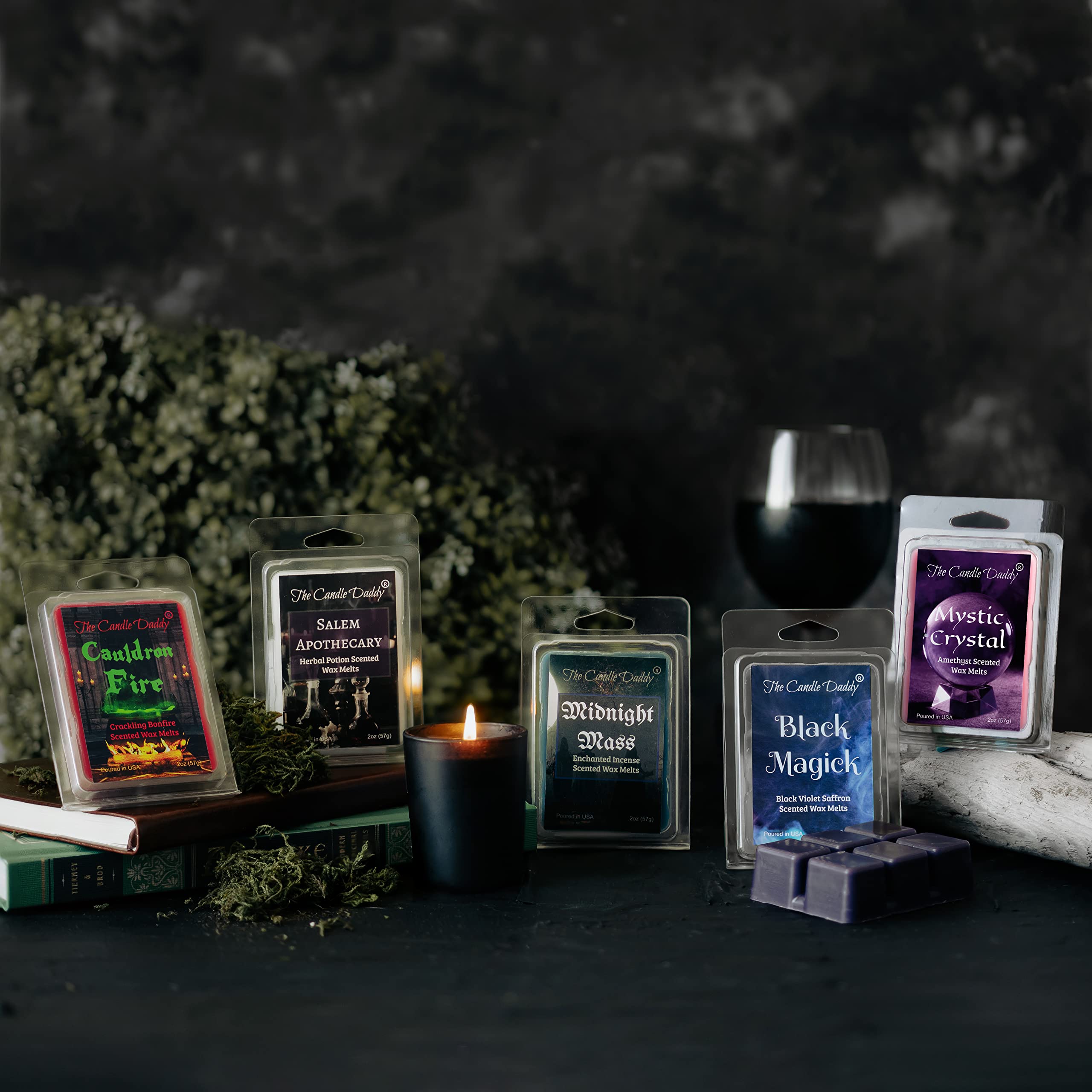 The Candle Daddy Salem Book of Smells Halloween 5 Pack - 5 Witchy Wax Melts (30 Cubes, 10 oz)