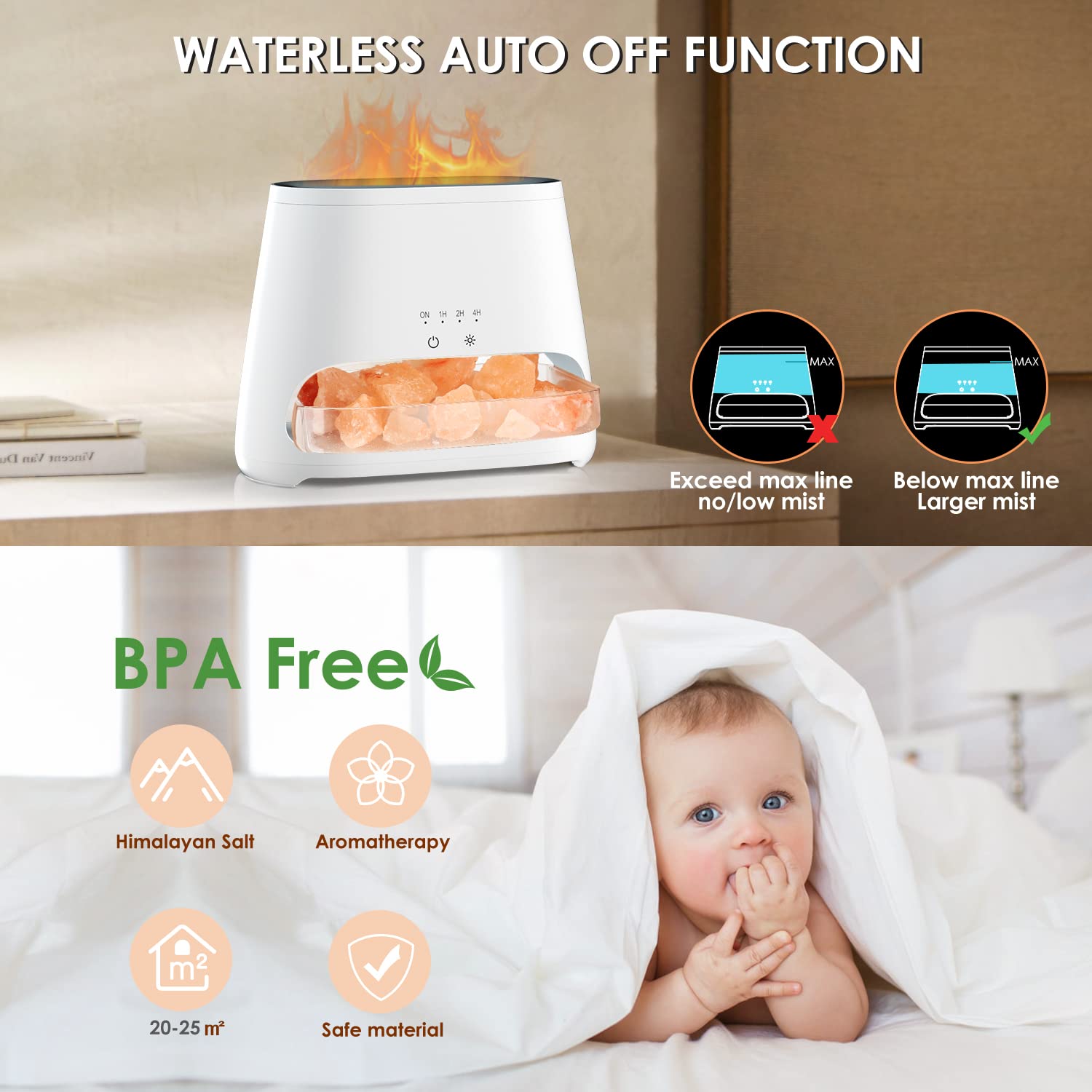 SALKING 2-in-1 Himalayan Salt Lamp & Ultrasonic Essential Oil Diffuser