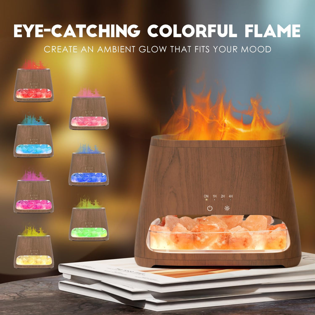 SALKING Colorful Flame Salt Lamp Diffuser – 7-Color Oil Diffuser, 150ml, Ultra-Quiet