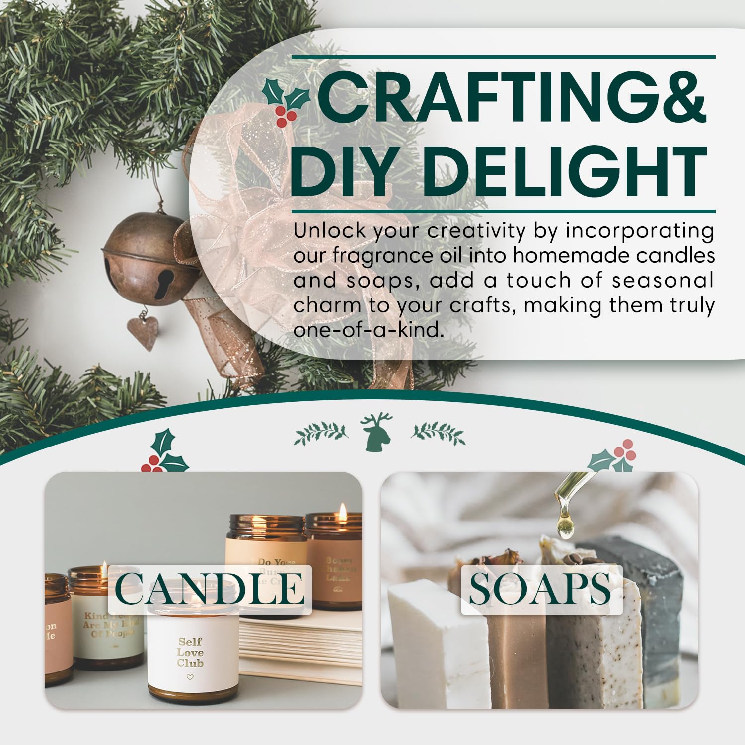 SALKING Christmas Wreath Fragrance Oil - 120ml Premium Essential Oils for Diffusers, Candles & Soaps