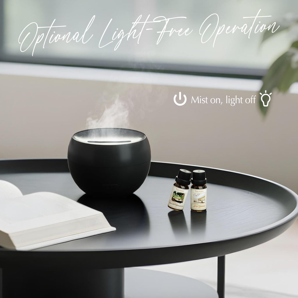 SALKING Flame Diffuser for Essential Oils – 150ml Ultrasonic Flame Humidifier (Auto-Off, Black)