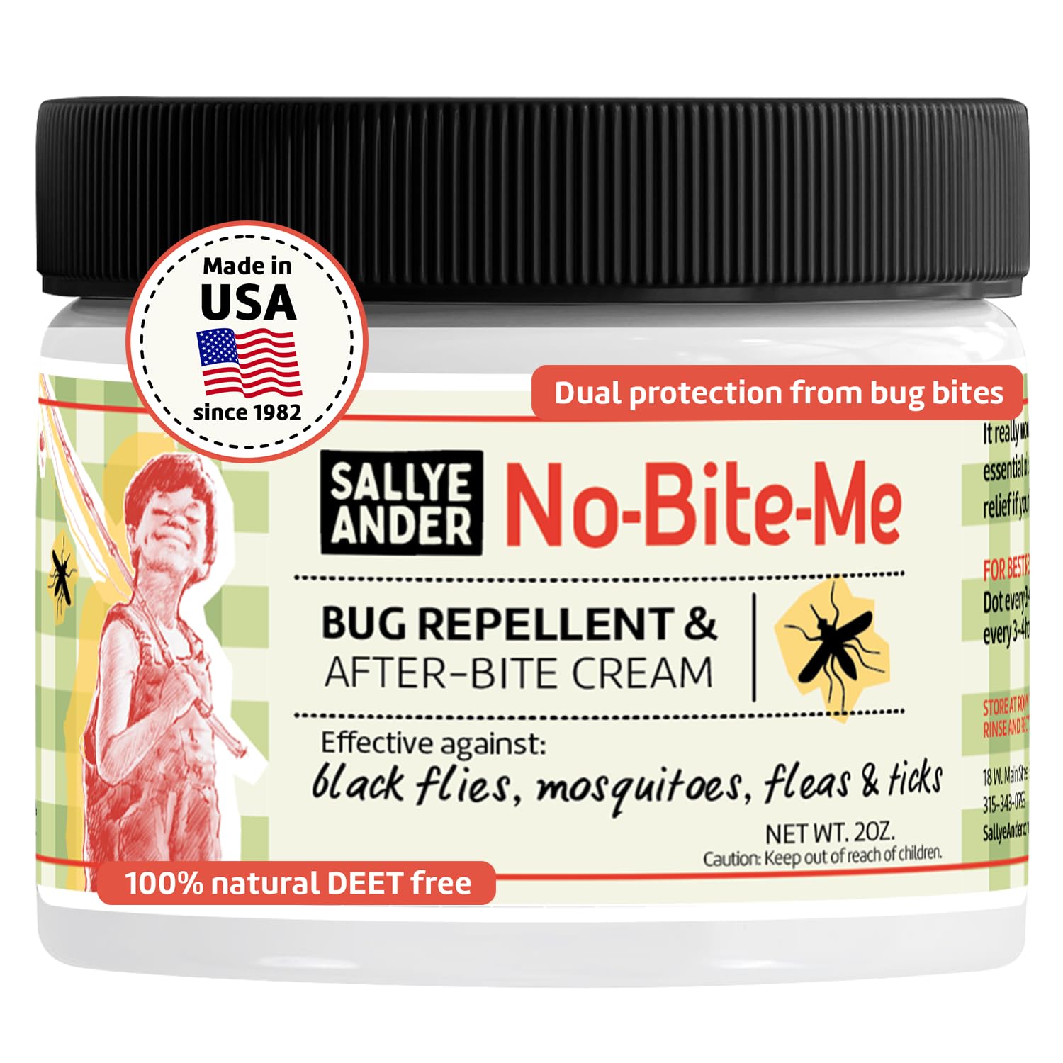 SALLYEANDER No Bite Me — All-Natural Bug Repellent & After-Bite Cream, 2 oz
