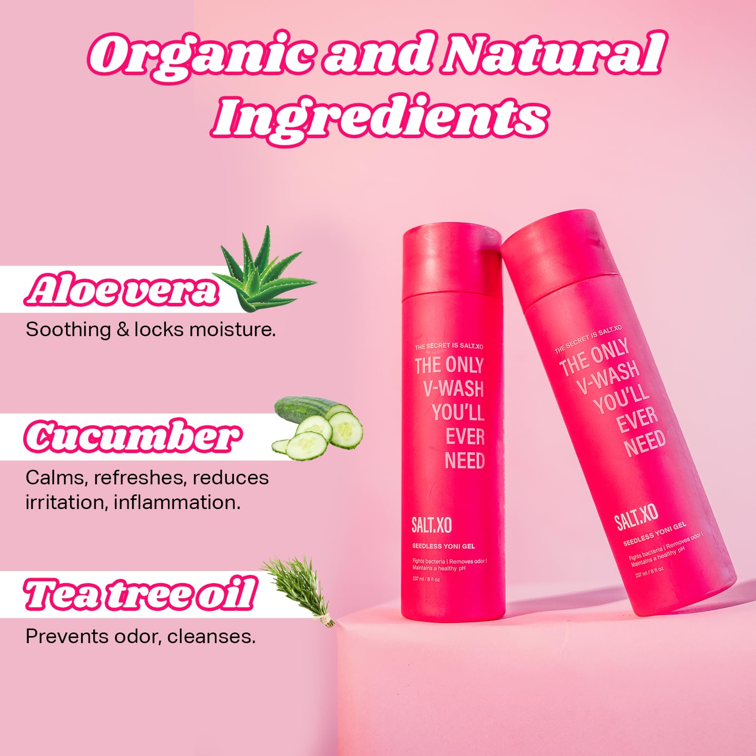 salt.xo Seedless Yoni Gel Wash – pH-Balanced with Cucumber & Aloe (8 oz)