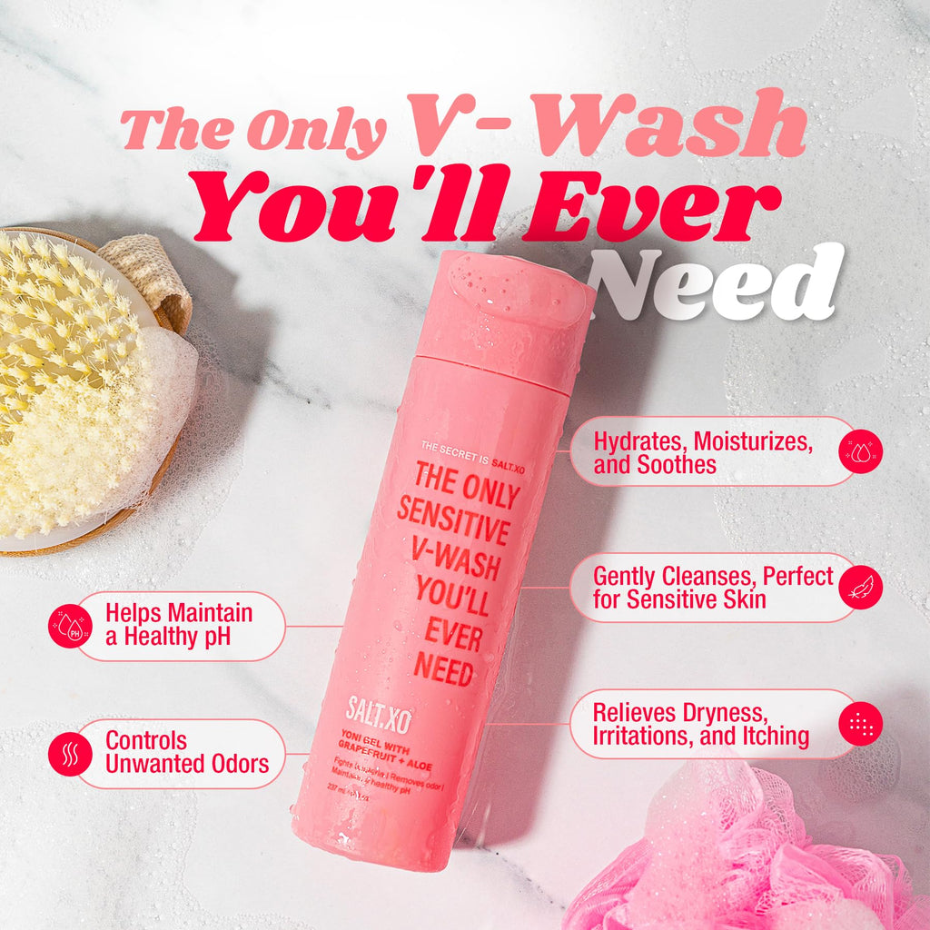 SALT.XO Grapefruit Sensitive Yoni Gel Wash – pH-Balanced, Cruelty-Free Intimate Care (8 oz)