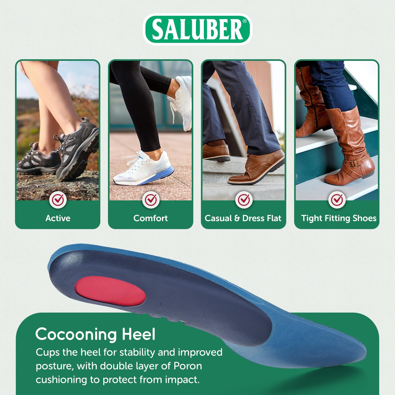 Saluber Orthotic Inserts with Met Pad & Arch Support for Plantar Fasciitis – Unisex EU43 / US W11–11.5