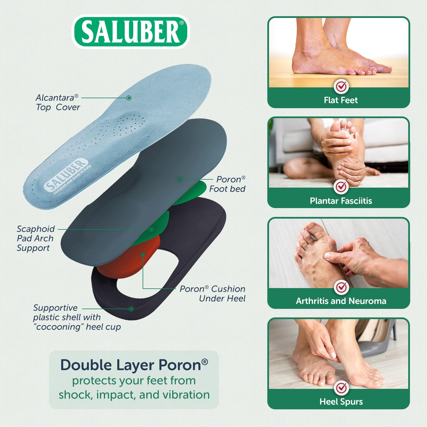Saluber Orthotic Inserts with Met Pad & Arch Support for Plantar Fasciitis – Unisex EU43 / US W11–11.5