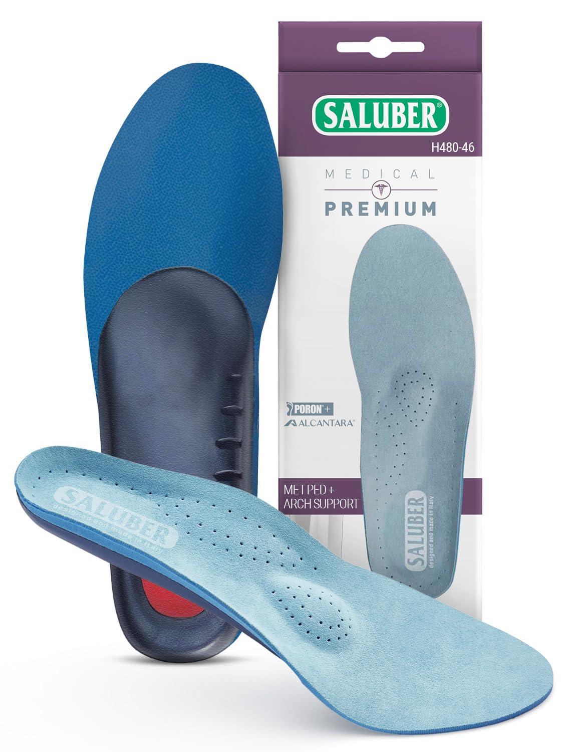 Saluber Orthotic Inserts with Met Pad & Arch Support for Plantar Fasciitis – Unisex EU43 / US W11–11.5
