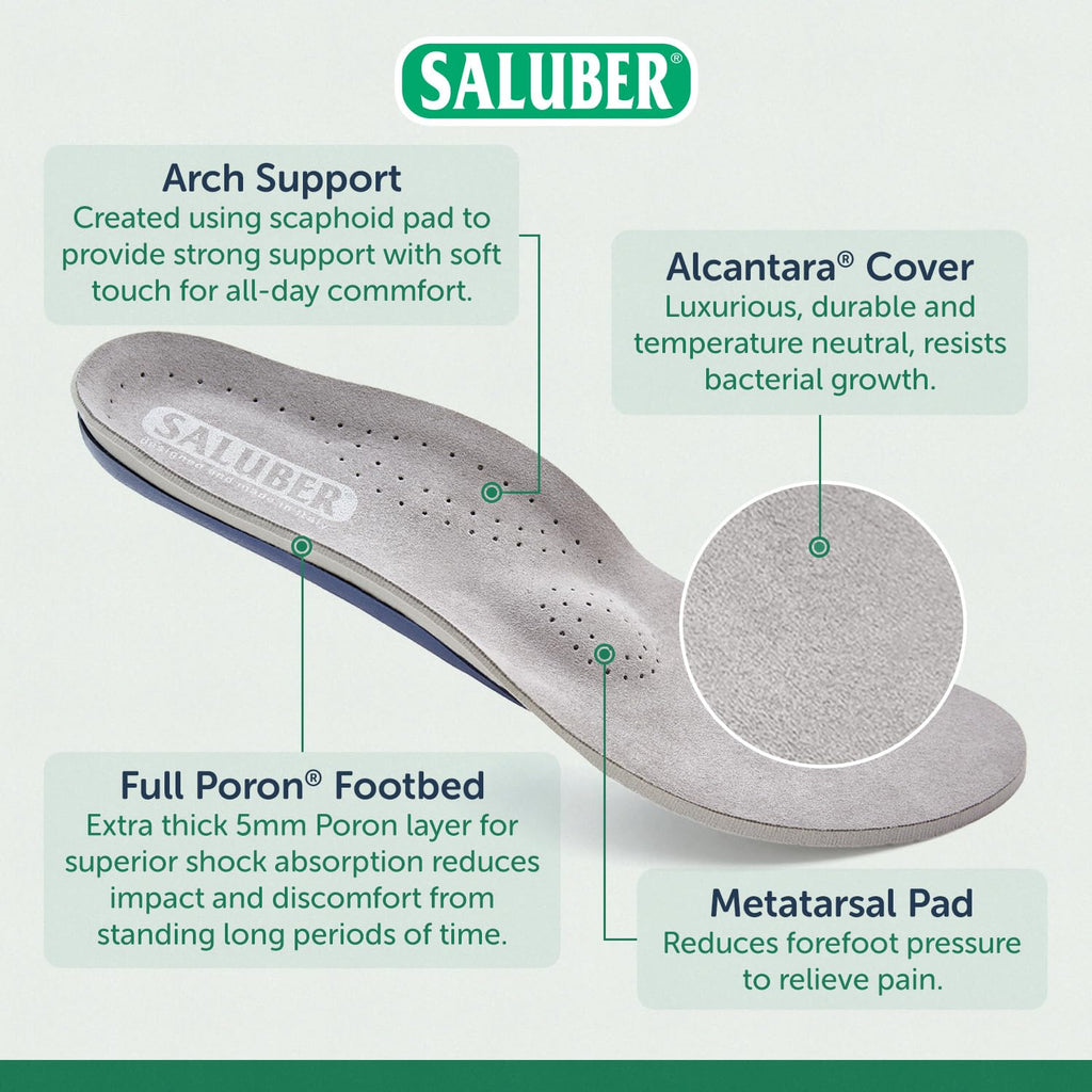 Saluber Orthotic Insoles – 5mm Extra Thick with Metatarsal Pad | Made in Italy