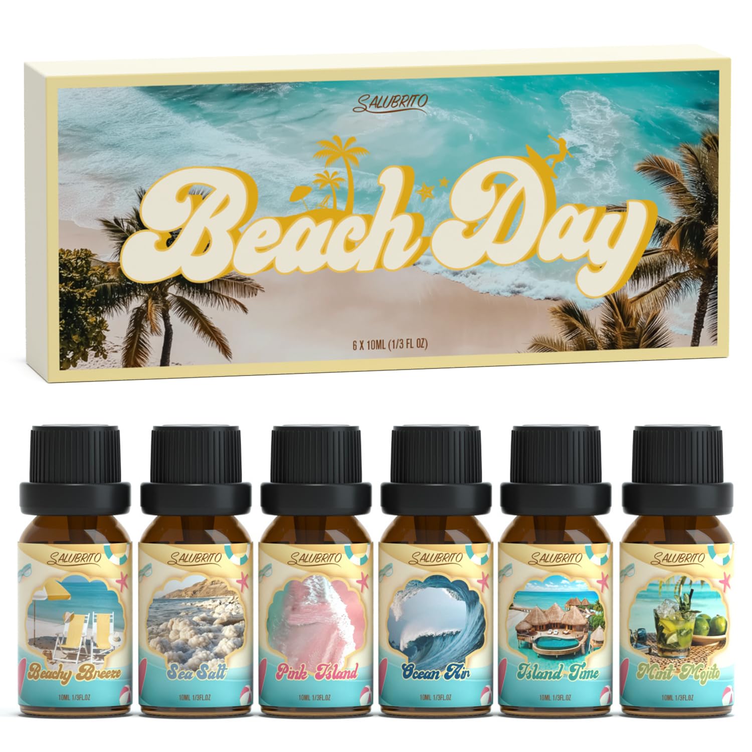 SALUBRITO Beach Fragrance Oils Set – Summer Essential Oils for Diffuser, Candle & Soap Making