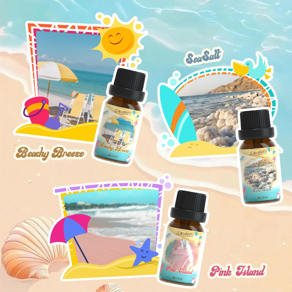SALUBRITO Beach Fragrance Oils Set – Summer Essential Oils for Diffuser, Candle & Soap Making