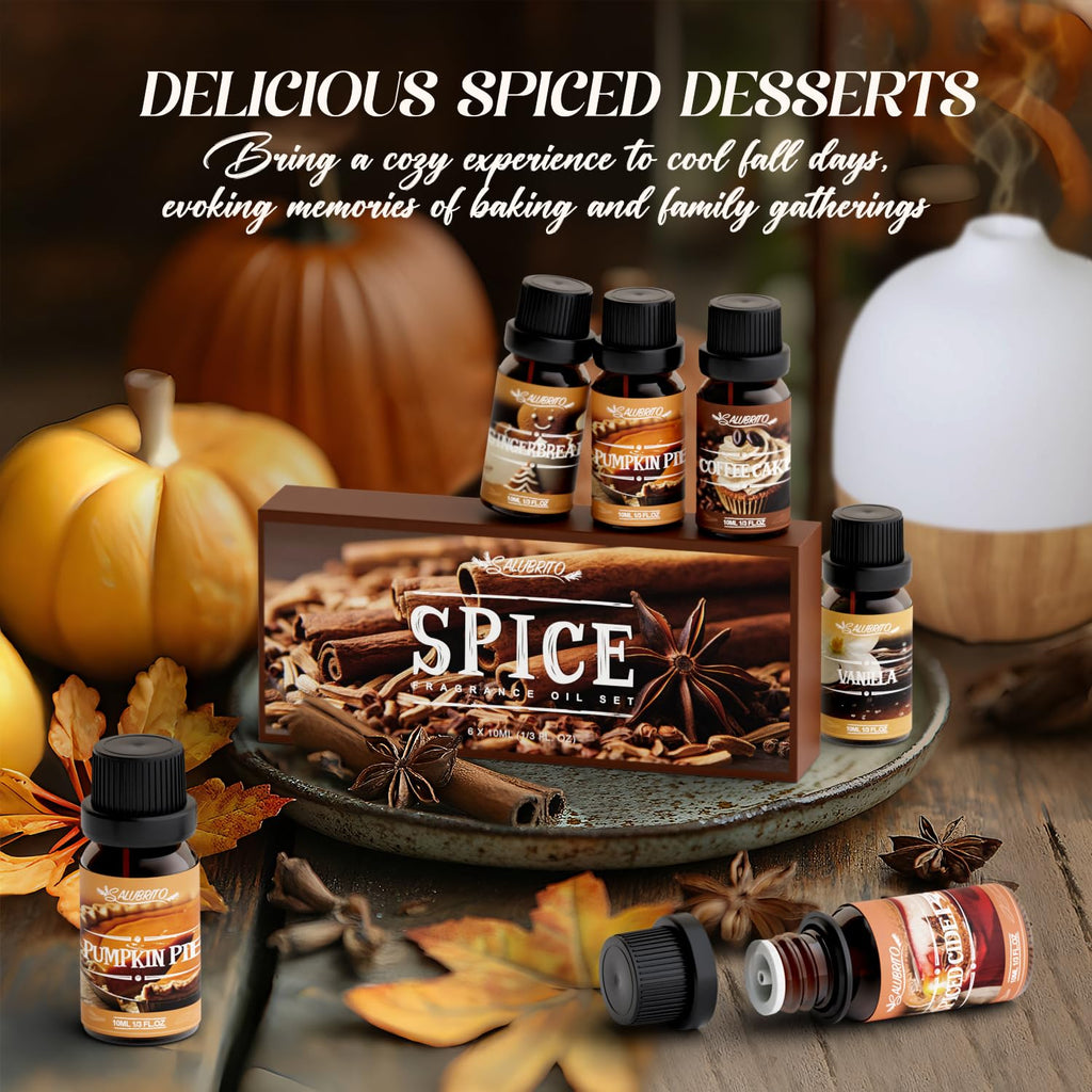 SALUBRITO Spice Fragrance Oils Set | Premium Essential Oils for Diffuser, Candle & Soap Making