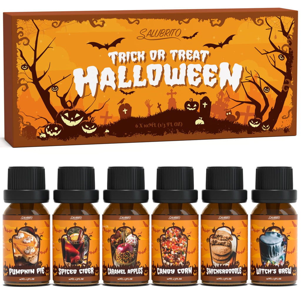 SALUBRITO Halloween Fragrance Oils Set – Diffuser, Candle & Soap Gift