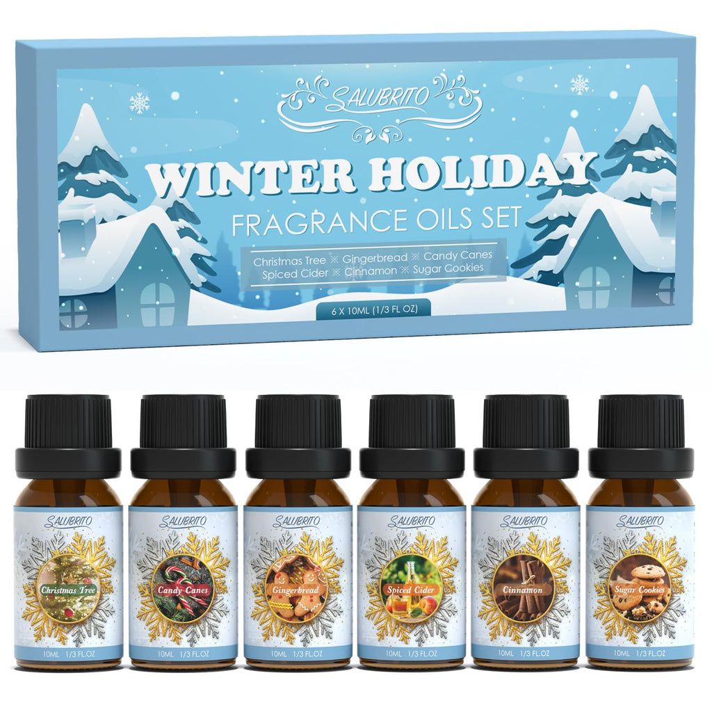 SALUBRITO Winter Fragrance Oils Set – Holiday Essential Oils for Diffuser & Candles