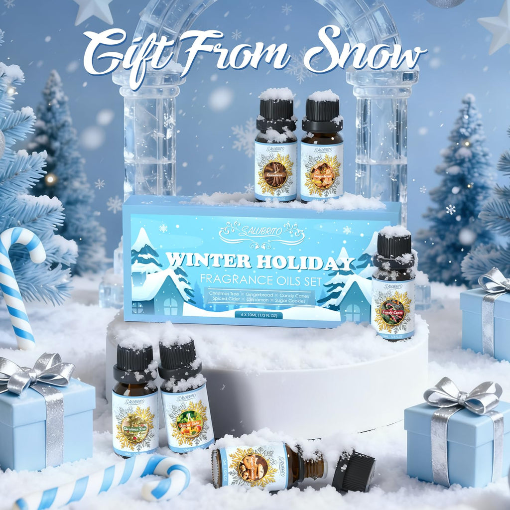 SALUBRITO Winter Fragrance Oils Set – Holiday Essential Oils for Diffuser & Candles