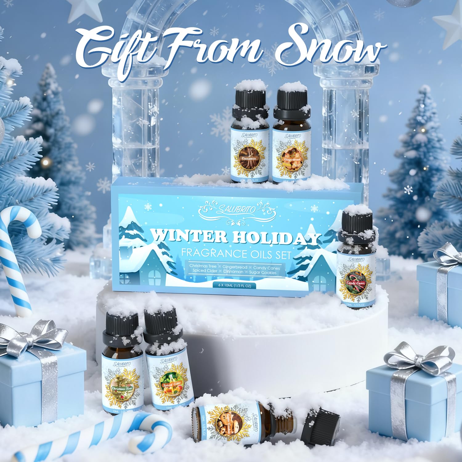 SALUBRITO Winter Fragrance Oils Set – Holiday Essential Oils for Diffuser & Candles